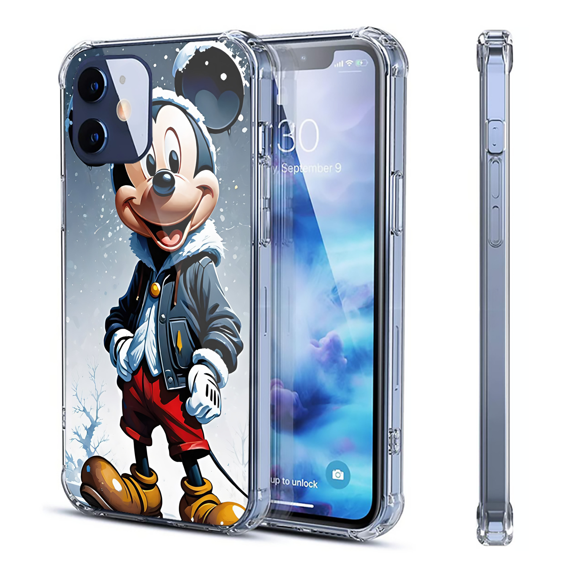 （画像用） ミッキーマウス Mickey Mouse 【iPhone 12シリーズ対応】透明スマホケース（クリアソフトケース）